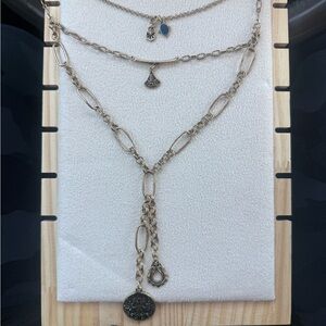 Free People Harper Chain Layered Gold-Tone Link Necklace with Charm Accents